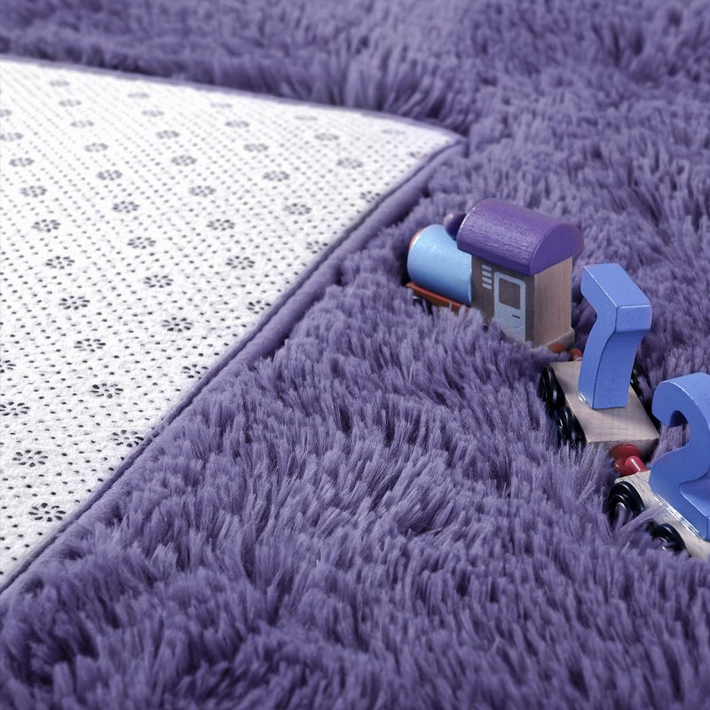 Noahas Fluffy 4x6 Taro Purple Rugs for Bedroom Girls,Shaggy Kids Rug,Thick Shag Throw Floor Carpet,Soft Non-Slip Dorm Nursery Area Rugs for Living Room Home Decor - Image 4